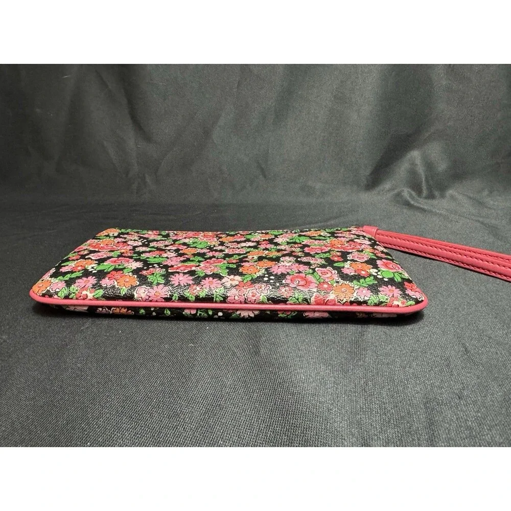 Coach Posey Cluster Floral Wristlet Wallet Travel Pink Mini Bag Flowers - Picture 5 of 9